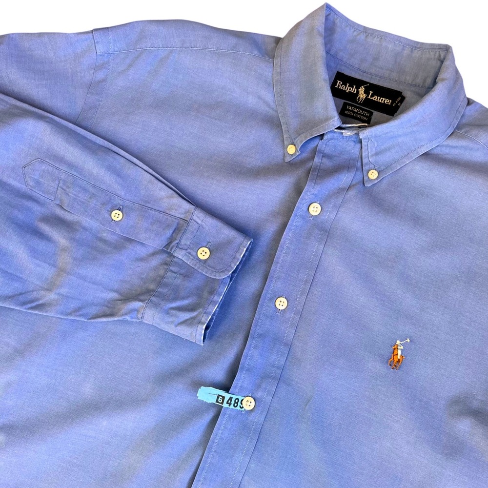 Ralph Lauren Mens Yarmouth Oxford Button Down Dress Shirt Pony Logo Blue 16-34